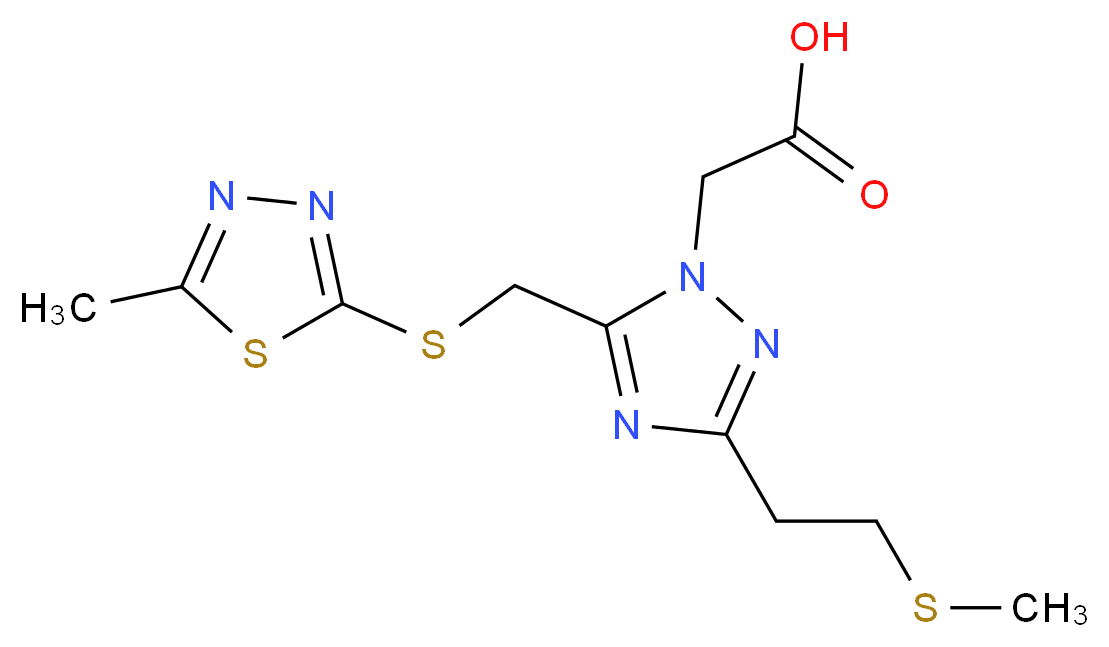 {5-{[(5-methyl-1,3,4-thiadiazol-2-yl)thio]methyl}-3-[2-(methylthio)ethyl]-1H-1,2,4-triazol-1-yl}acetic acid_Molecular_structure_CAS_)
