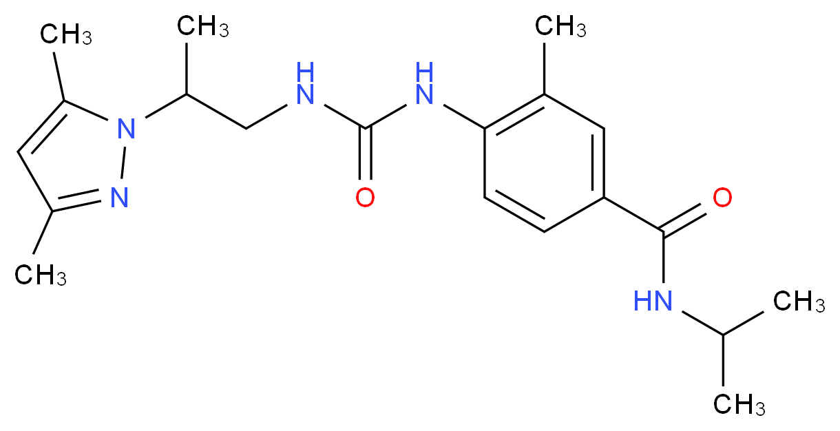 4-[({[2-(3,5-dimethyl-1H-pyrazol-1-yl)propyl]amino}carbonyl)amino]-N-isopropyl-3-methylbenzamide_Molecular_structure_CAS_)