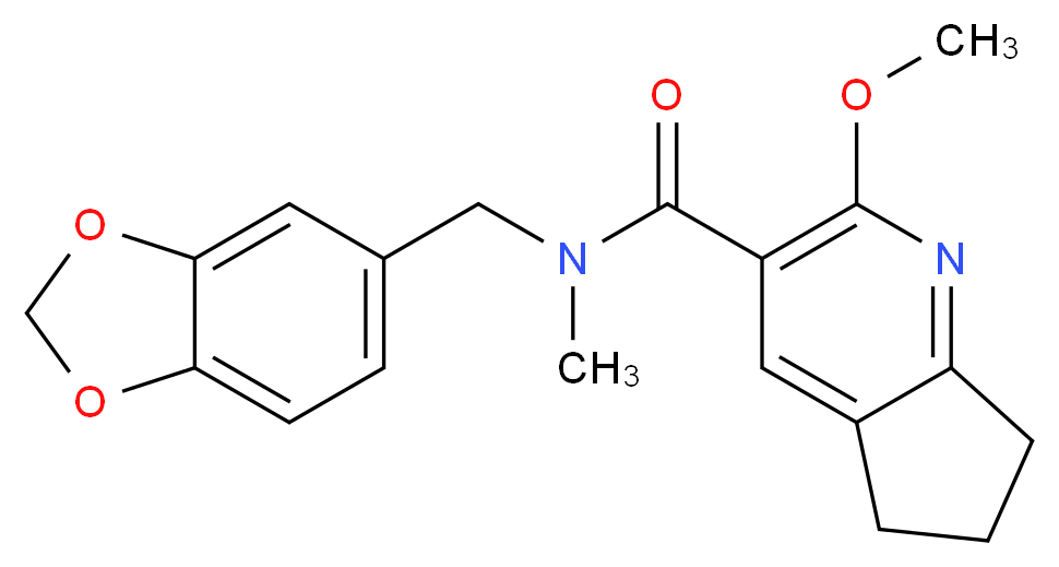 N-(1,3-benzodioxol-5-ylmethyl)-2-methoxy-N-methyl-6,7-dihydro-5H-cyclopenta[b]pyridine-3-carboxamide_Molecular_structure_CAS_)