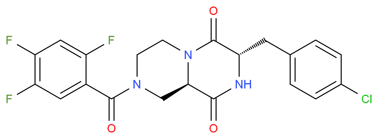 (3S,9aR)-3-(4-chlorobenzyl)-8-(2,4,5-trifluorobenzoyl)tetrahydro-2H-pyrazino[1,2-a]pyrazine-1,4(3H,6H)-dione_Molecular_structure_CAS_)