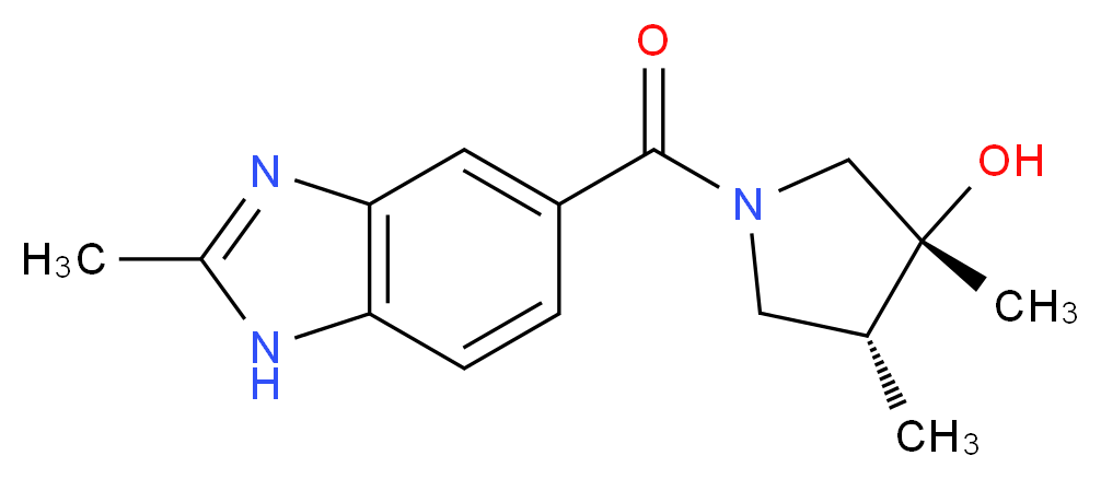 (3R*,4R*)-3,4-dimethyl-1-[(2-methyl-1H-benzimidazol-5-yl)carbonyl]pyrrolidin-3-ol_Molecular_structure_CAS_)
