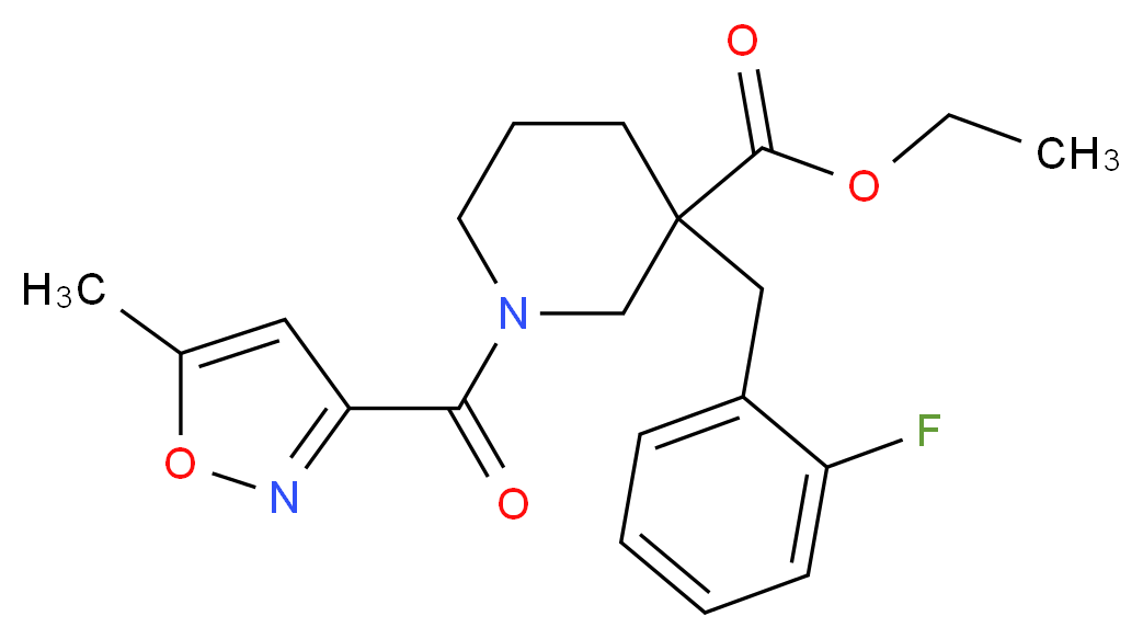 ethyl 3-(2-fluorobenzyl)-1-[(5-methyl-3-isoxazolyl)carbonyl]-3-piperidinecarboxylate_Molecular_structure_CAS_)