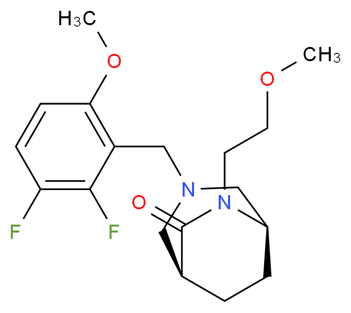(1S*,5R*)-3-(2,3-difluoro-6-methoxybenzyl)-6-(2-methoxyethyl)-3,6-diazabicyclo[3.2.2]nonan-7-one_Molecular_structure_CAS_)