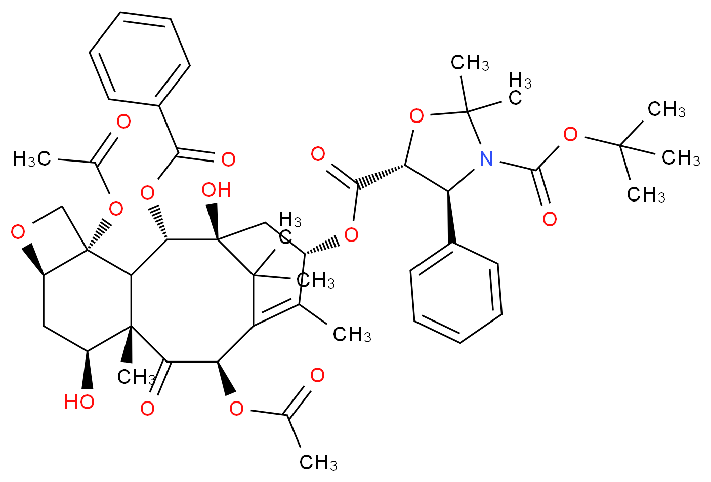 13-{[(3-tert-Butyloxycarbonyl)-2,2-dimethyl-4S-phenyl-1,3-oxazolidin-5R-yl]formyl} Baccatin III_Molecular_structure_CAS_143527-72-4)