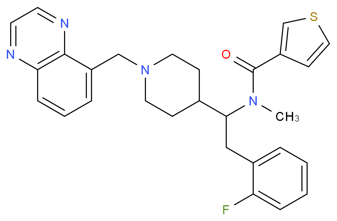 N-{2-(2-fluorophenyl)-1-[1-(5-quinoxalinylmethyl)-4-piperidinyl]ethyl}-N-methyl-3-thiophenecarboxamide_Molecular_structure_CAS_)