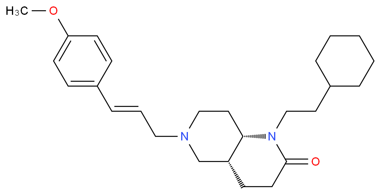 (4aR*,8aS*)-1-(2-cyclohexylethyl)-6-[(2E)-3-(4-methoxyphenyl)-2-propen-1-yl]octahydro-1,6-naphthyridin-2(1H)-one_Molecular_structure_CAS_)