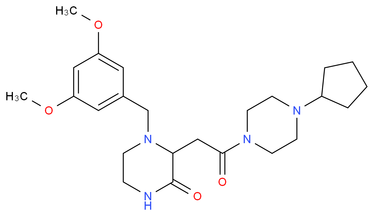 3-[2-(4-cyclopentyl-1-piperazinyl)-2-oxoethyl]-4-(3,5-dimethoxybenzyl)-2-piperazinone_Molecular_structure_CAS_)