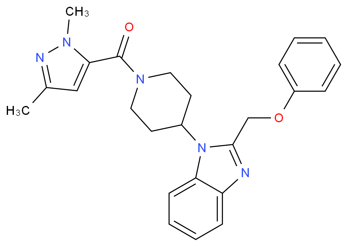 1-{1-[(1,3-dimethyl-1H-pyrazol-5-yl)carbonyl]-4-piperidinyl}-2-(phenoxymethyl)-1H-benzimidazole_Molecular_structure_CAS_)