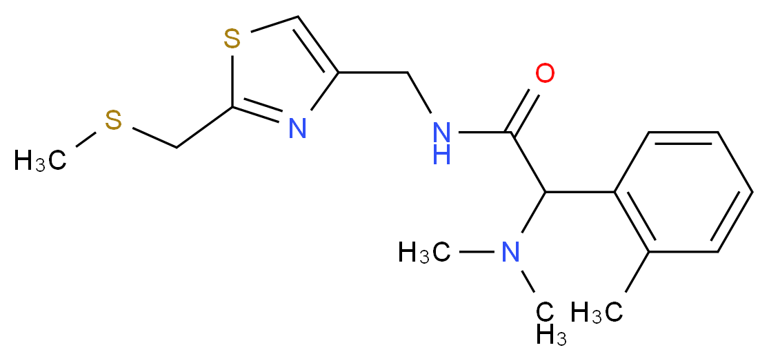2-(dimethylamino)-2-(2-methylphenyl)-N-({2-[(methylthio)methyl]-1,3-thiazol-4-yl}methyl)acetamide_Molecular_structure_CAS_)