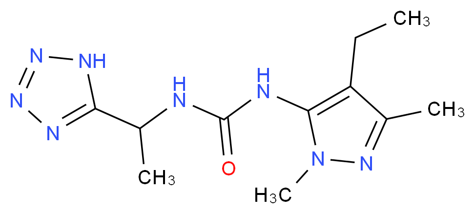 N-(4-ethyl-1,3-dimethyl-1H-pyrazol-5-yl)-N'-[1-(1H-tetrazol-5-yl)ethyl]urea_Molecular_structure_CAS_)
