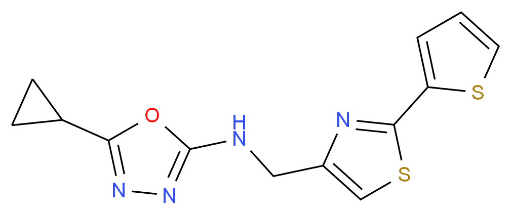 5-cyclopropyl-N-{[2-(2-thienyl)-1,3-thiazol-4-yl]methyl}-1,3,4-oxadiazol-2-amine_Molecular_structure_CAS_)