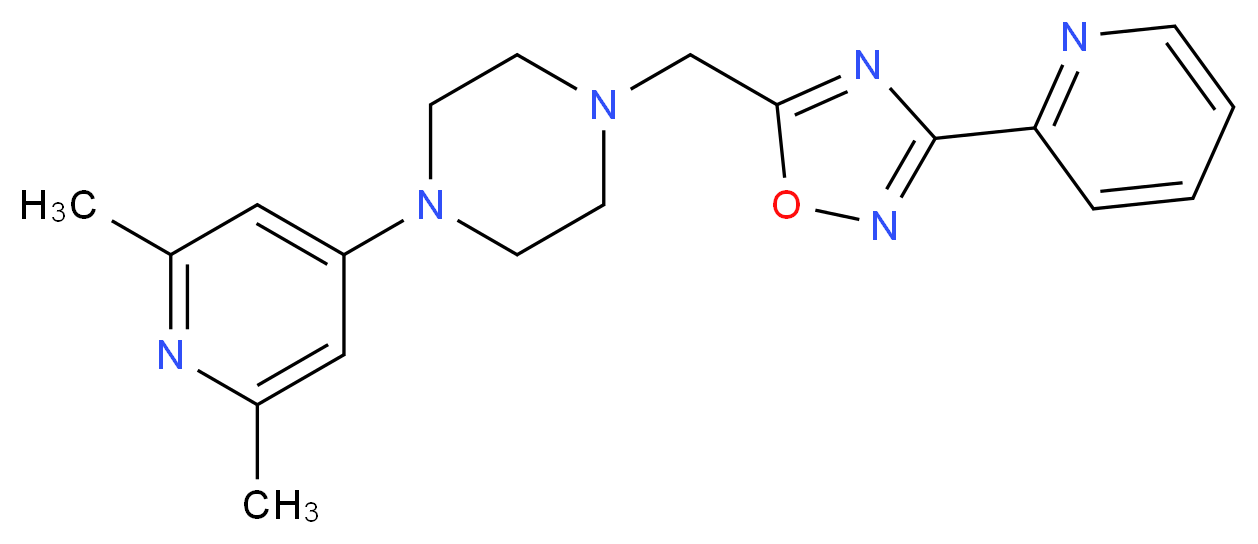 1-(2,6-dimethyl-4-pyridinyl)-4-{[3-(2-pyridinyl)-1,2,4-oxadiazol-5-yl]methyl}piperazine_Molecular_structure_CAS_)