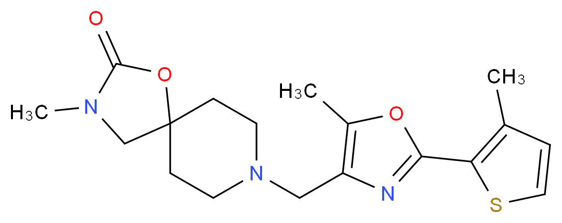 3-methyl-8-{[5-methyl-2-(3-methyl-2-thienyl)-1,3-oxazol-4-yl]methyl}-1-oxa-3,8-diazaspiro[4.5]decan-2-one_Molecular_structure_CAS_)
