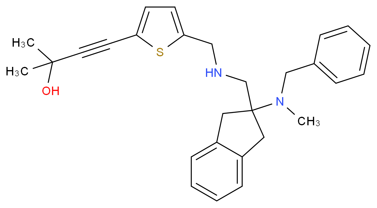 4-(5-{[({2-[benzyl(methyl)amino]-2,3-dihydro-1H-inden-2-yl}methyl)amino]methyl}-2-thienyl)-2-methyl-3-butyn-2-ol_Molecular_structure_CAS_)