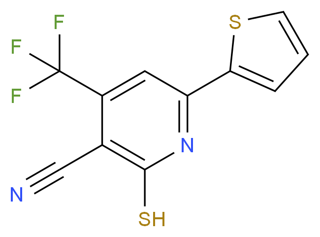 6-(Thien-2-yl)-2-thiol-4-(trifluoromethyl)pyridine-3-carbonitrile, tech_Molecular_structure_CAS_104960-50-1)