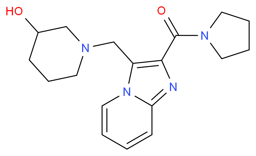 1-{[2-(pyrrolidin-1-ylcarbonyl)imidazo[1,2-a]pyridin-3-yl]methyl}piperidin-3-ol_Molecular_structure_CAS_)