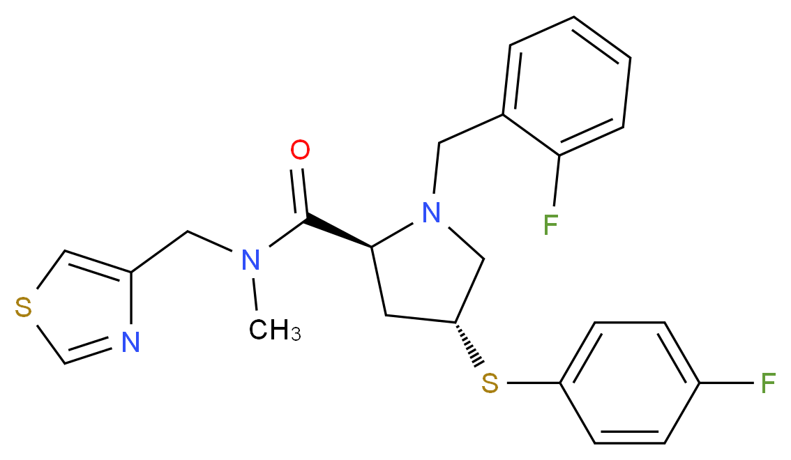 (4R)-1-(2-fluorobenzyl)-4-[(4-fluorophenyl)thio]-N-methyl-N-(1,3-thiazol-4-ylmethyl)-L-prolinamide_Molecular_structure_CAS_)