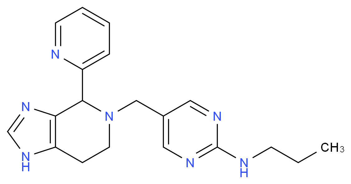 N-propyl-5-[(4-pyridin-2-yl-1,4,6,7-tetrahydro-5H-imidazo[4,5-c]pyridin-5-yl)methyl]pyrimidin-2-amine_Molecular_structure_CAS_)