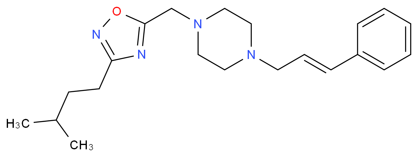 1-{[3-(3-methylbutyl)-1,2,4-oxadiazol-5-yl]methyl}-4-[(2E)-3-phenyl-2-propen-1-yl]piperazine_Molecular_structure_CAS_)