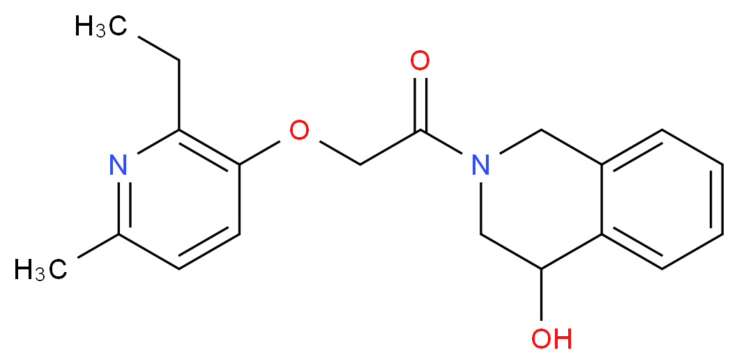 2-{[(2-ethyl-6-methylpyridin-3-yl)oxy]acetyl}-1,2,3,4-tetrahydroisoquinolin-4-ol_Molecular_structure_CAS_)