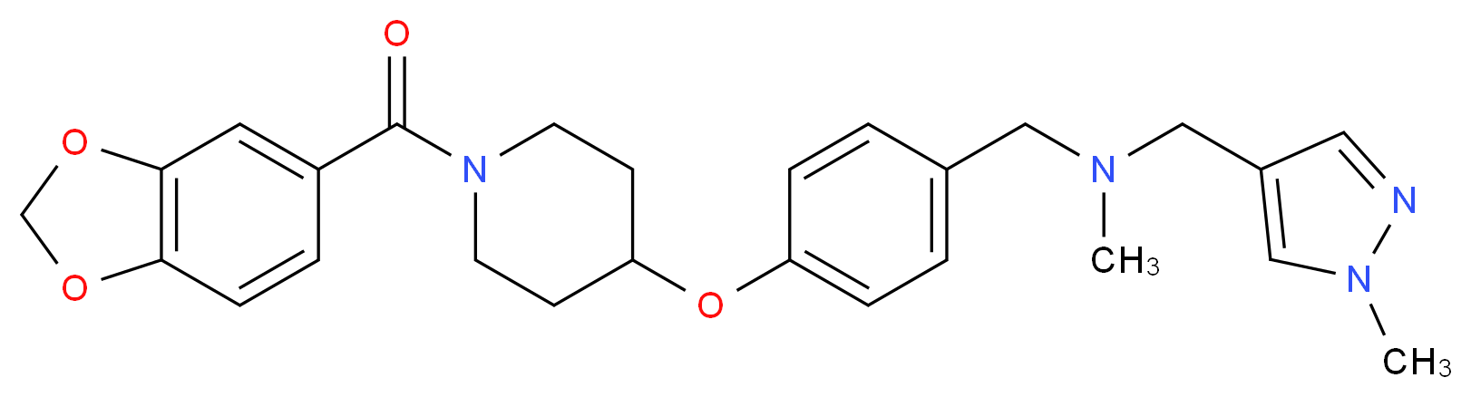 (4-{[1-(1,3-benzodioxol-5-ylcarbonyl)-4-piperidinyl]oxy}benzyl)methyl[(1-methyl-1H-pyrazol-4-yl)methyl]amine_Molecular_structure_CAS_)