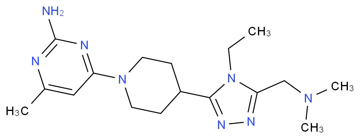 4-(4-{5-[(dimethylamino)methyl]-4-ethyl-4H-1,2,4-triazol-3-yl}piperidin-1-yl)-6-methylpyrimidin-2-amine_Molecular_structure_CAS_)