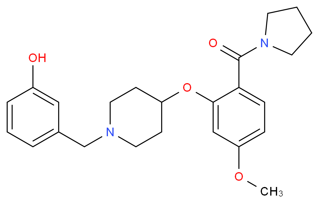 3-({4-[5-methoxy-2-(1-pyrrolidinylcarbonyl)phenoxy]-1-piperidinyl}methyl)phenol_Molecular_structure_CAS_)
