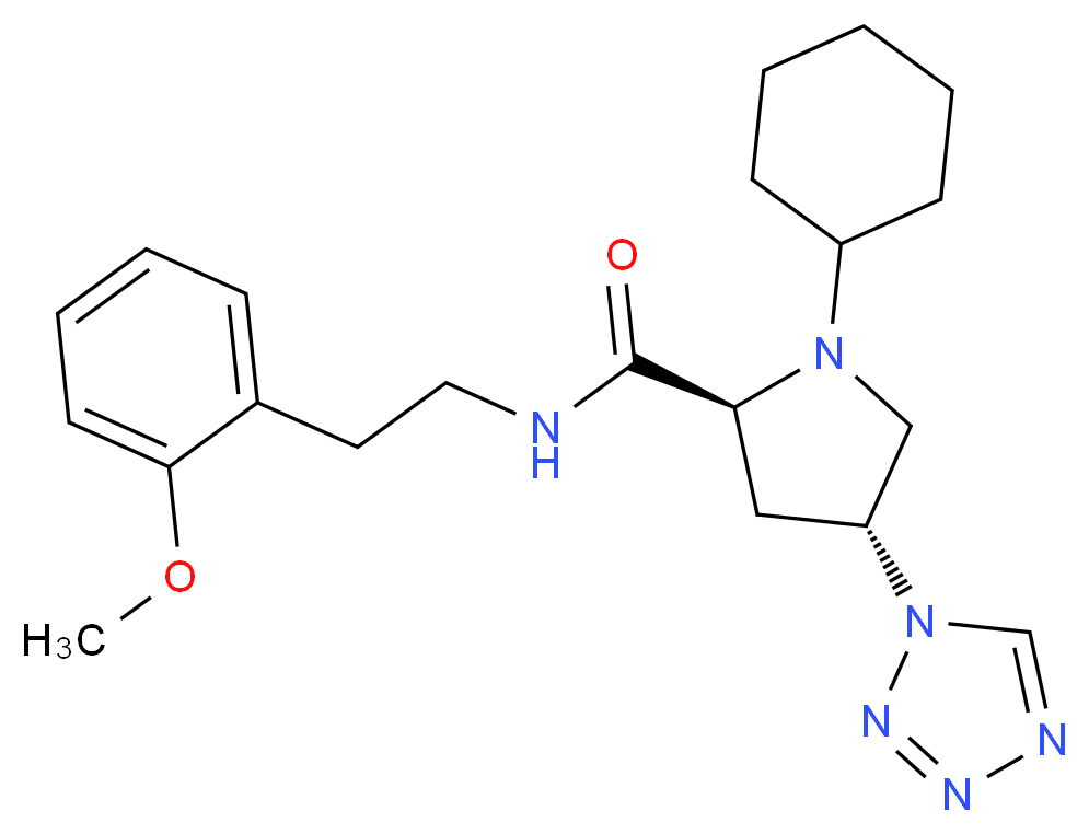 (4R)-1-cyclohexyl-N-[2-(2-methoxyphenyl)ethyl]-4-(1H-tetrazol-1-yl)-L-prolinamide_Molecular_structure_CAS_)