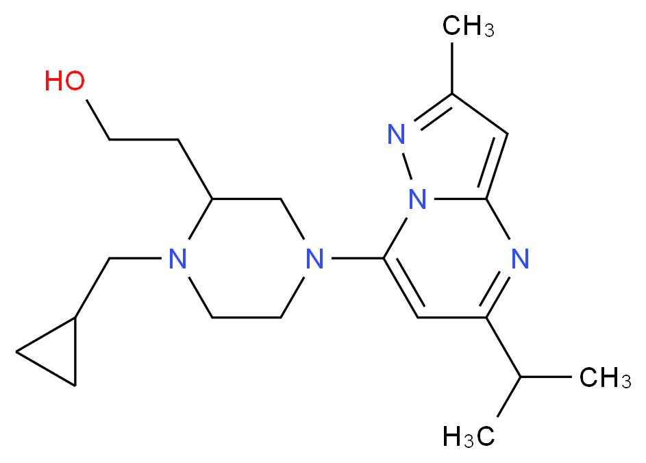 2-[1-(cyclopropylmethyl)-4-(5-isopropyl-2-methylpyrazolo[1,5-a]pyrimidin-7-yl)-2-piperazinyl]ethanol_Molecular_structure_CAS_)