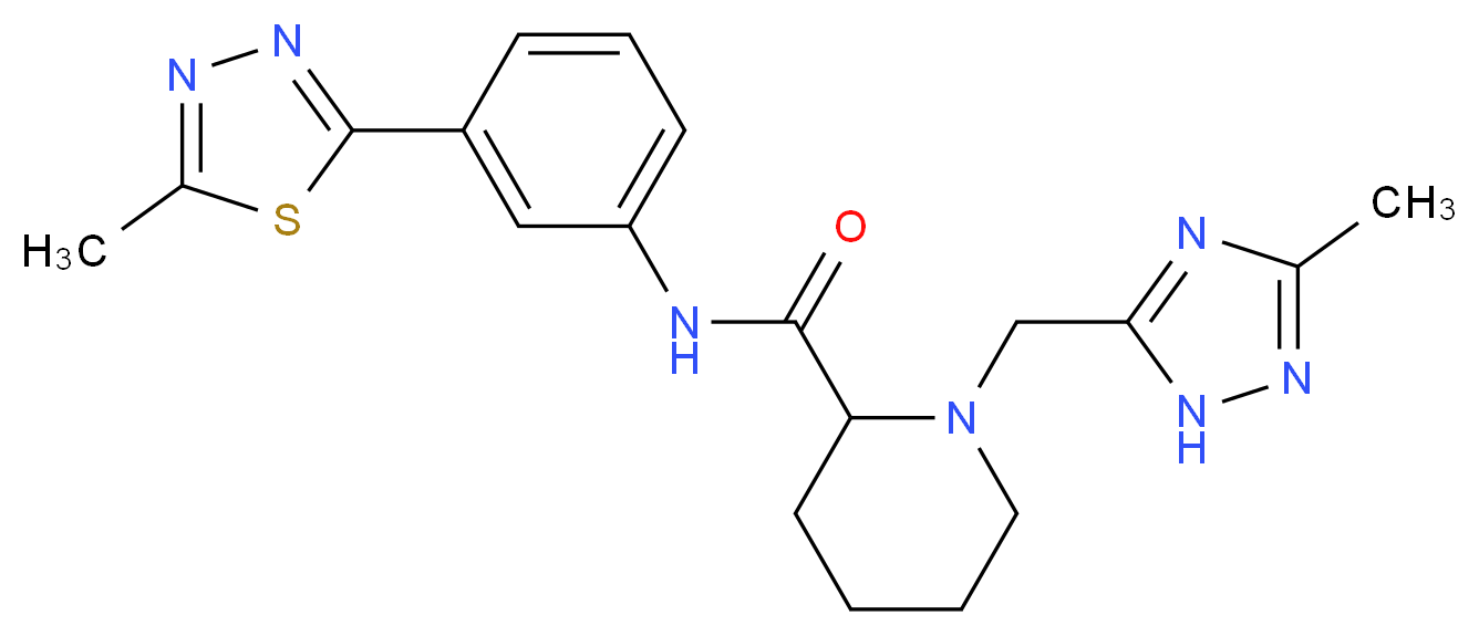 N-[3-(5-methyl-1,3,4-thiadiazol-2-yl)phenyl]-1-[(3-methyl-1H-1,2,4-triazol-5-yl)methyl]piperidine-2-carboxamide_Molecular_structure_CAS_)