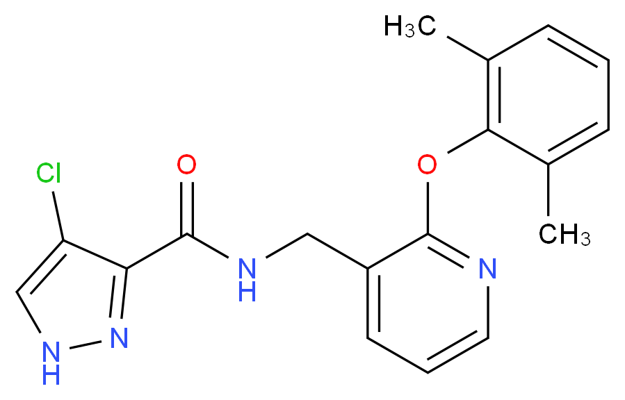 4-chloro-N-{[2-(2,6-dimethylphenoxy)pyridin-3-yl]methyl}-1H-pyrazole-3-carboxamide_Molecular_structure_CAS_)