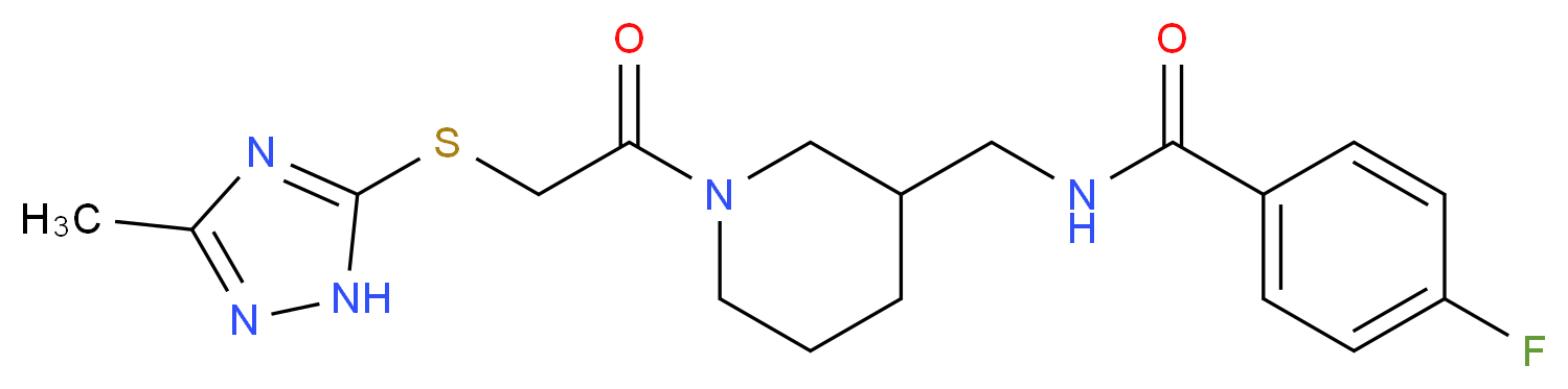 4-fluoro-N-[(1-{[(3-methyl-1H-1,2,4-triazol-5-yl)thio]acetyl}piperidin-3-yl)methyl]benzamide_Molecular_structure_CAS_)