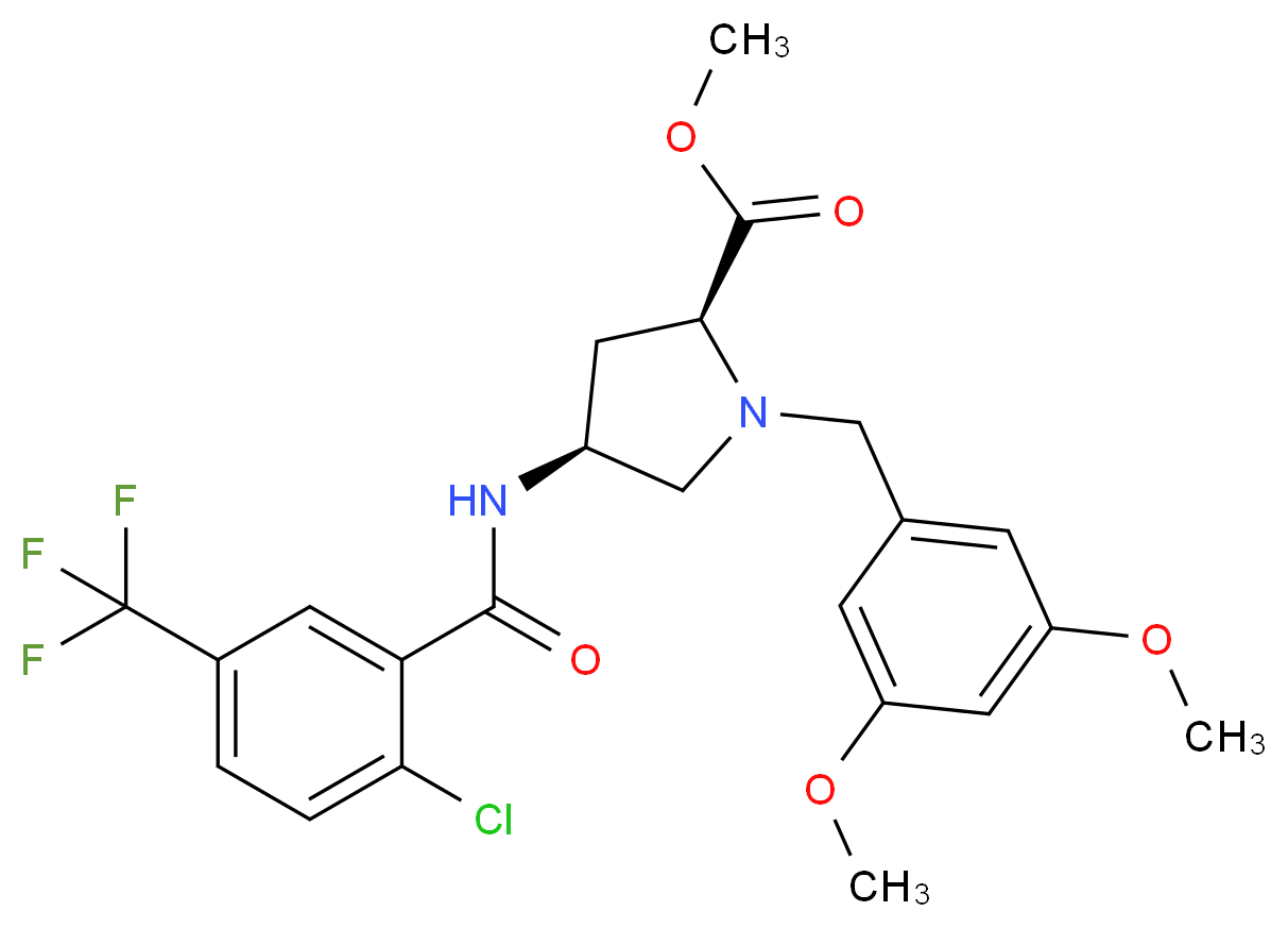 methyl (4S)-4-{[2-chloro-5-(trifluoromethyl)benzoyl]amino}-1-(3,5-dimethoxybenzyl)-L-prolinate_Molecular_structure_CAS_)