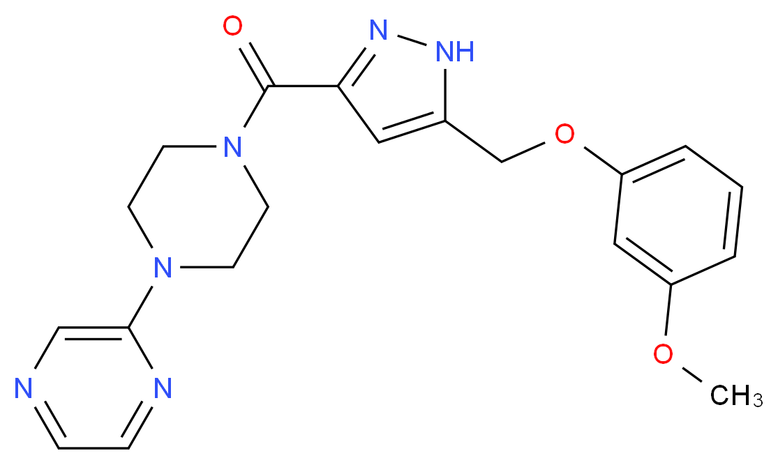 2-[4-({5-[(3-methoxyphenoxy)methyl]-1H-pyrazol-3-yl}carbonyl)-1-piperazinyl]pyrazine_Molecular_structure_CAS_)