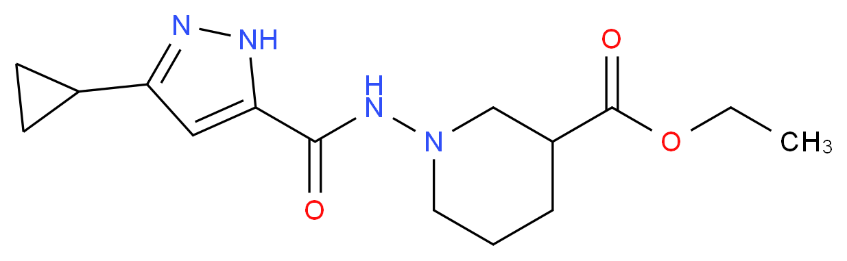 ethyl 1-{[(3-cyclopropyl-1H-pyrazol-5-yl)carbonyl]amino}piperidine-3-carboxylate_Molecular_structure_CAS_)
