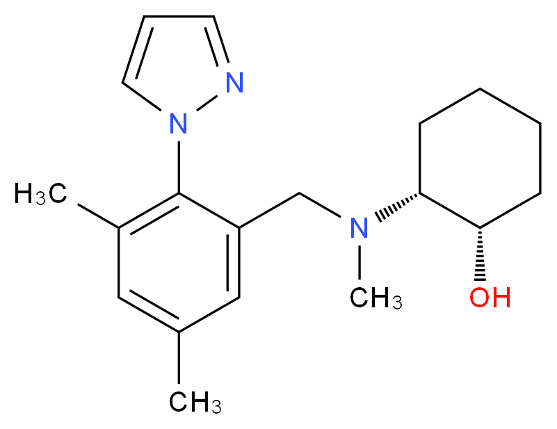 (1S*,2R*)-2-[[3,5-dimethyl-2-(1H-pyrazol-1-yl)benzyl](methyl)amino]cyclohexanol_Molecular_structure_CAS_)