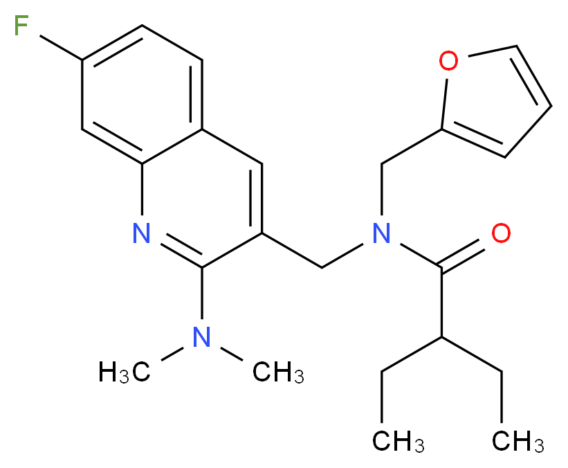 N-{[2-(dimethylamino)-7-fluoro-3-quinolinyl]methyl}-2-ethyl-N-(2-furylmethyl)butanamide_Molecular_structure_CAS_)