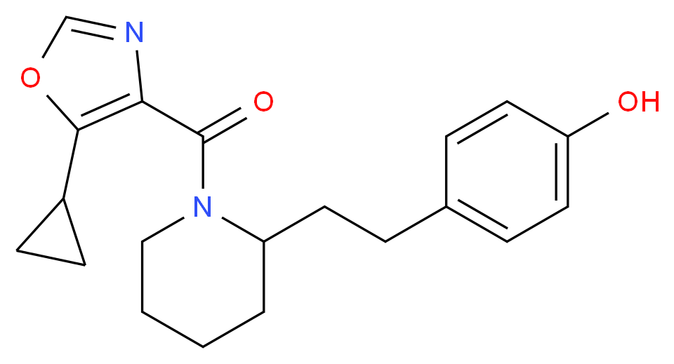 4-(2-{1-[(5-cyclopropyl-1,3-oxazol-4-yl)carbonyl]-2-piperidinyl}ethyl)phenol_Molecular_structure_CAS_)