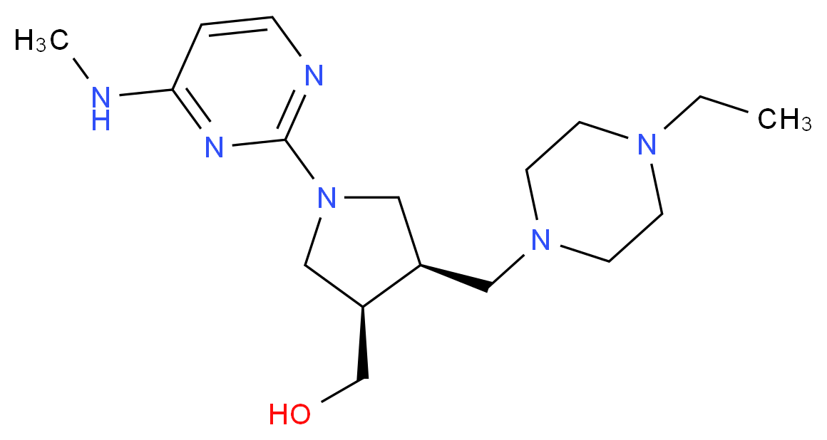 {(3R*,4R*)-4-[(4-ethylpiperazin-1-yl)methyl]-1-[4-(methylamino)pyrimidin-2-yl]pyrrolidin-3-yl}methanol_Molecular_structure_CAS_)