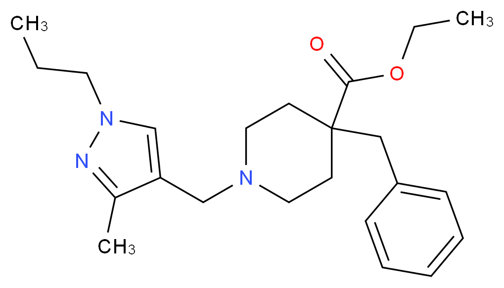 ethyl 4-benzyl-1-[(3-methyl-1-propyl-1H-pyrazol-4-yl)methyl]-4-piperidinecarboxylate_Molecular_structure_CAS_)
