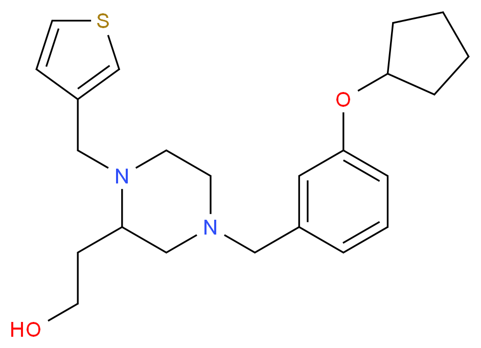 2-[4-[3-(cyclopentyloxy)benzyl]-1-(3-thienylmethyl)-2-piperazinyl]ethanol_Molecular_structure_CAS_)