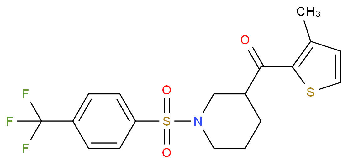 (3-methyl-2-thienyl)(1-{[4-(trifluoromethyl)phenyl]sulfonyl}-3-piperidinyl)methanone_Molecular_structure_CAS_)