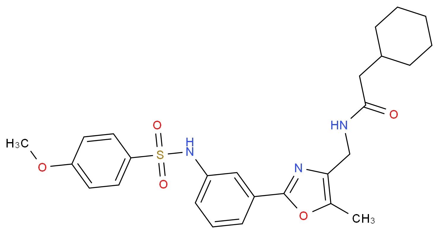 2-cyclohexyl-N-{[2-(3-{[(4-methoxyphenyl)sulfonyl]amino}phenyl)-5-methyl-1,3-oxazol-4-yl]methyl}acetamide_Molecular_structure_CAS_)