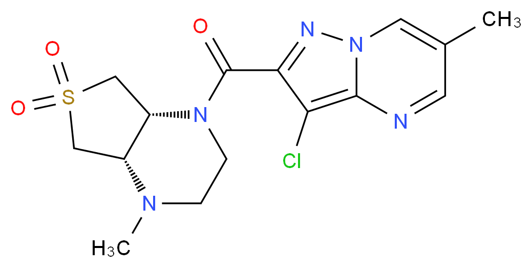 (4aS*,7aR*)-1-[(3-chloro-6-methylpyrazolo[1,5-a]pyrimidin-2-yl)carbonyl]-4-methyloctahydrothieno[3,4-b]pyrazine 6,6-dioxide_Molecular_structure_CAS_)