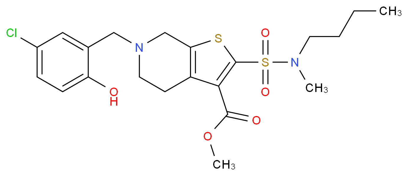 methyl 2-{[butyl(methyl)amino]sulfonyl}-6-(5-chloro-2-hydroxybenzyl)-4,5,6,7-tetrahydrothieno[2,3-c]pyridine-3-carboxylate_Molecular_structure_CAS_)