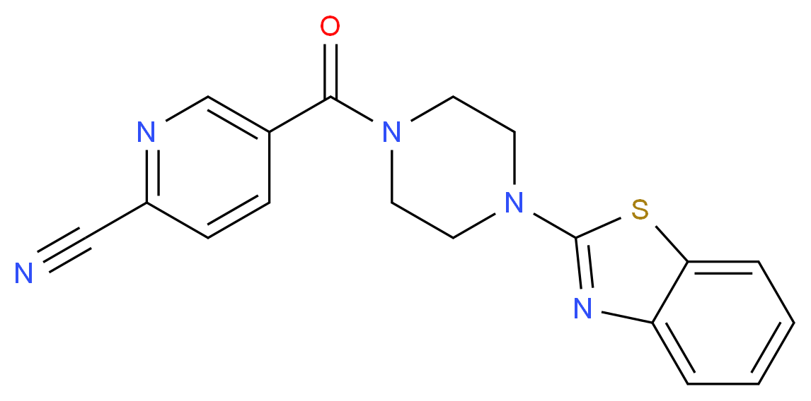 5-{[4-(1,3-benzothiazol-2-yl)-1-piperazinyl]carbonyl}-2-pyridinecarbonitrile_Molecular_structure_CAS_)