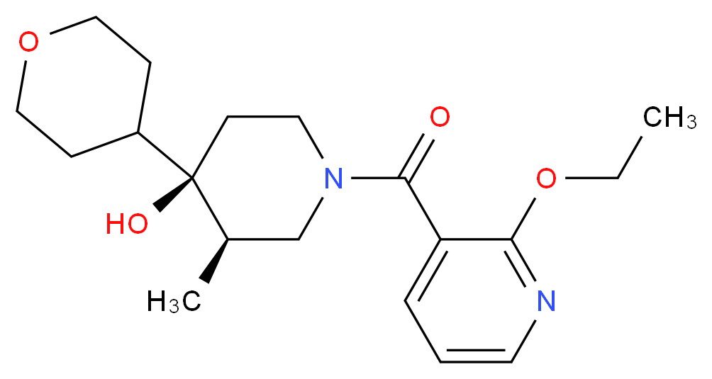 (3R*,4R*)-1-[(2-ethoxypyridin-3-yl)carbonyl]-3-methyl-4-(tetrahydro-2H-pyran-4-yl)piperidin-4-ol_Molecular_structure_CAS_)