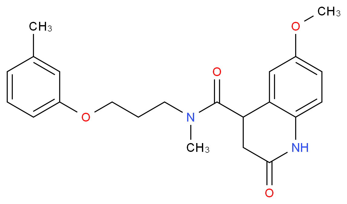 6-methoxy-N-methyl-N-[3-(3-methylphenoxy)propyl]-2-oxo-1,2,3,4-tetrahydro-4-quinolinecarboxamide_Molecular_structure_CAS_)