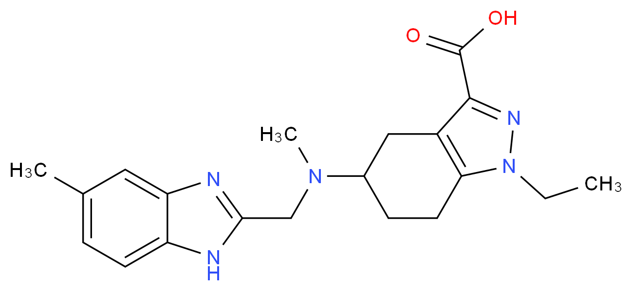 1-ethyl-5-{methyl[(5-methyl-1H-benzimidazol-2-yl)methyl]amino}-4,5,6,7-tetrahydro-1H-indazole-3-carboxylic acid_Molecular_structure_CAS_)