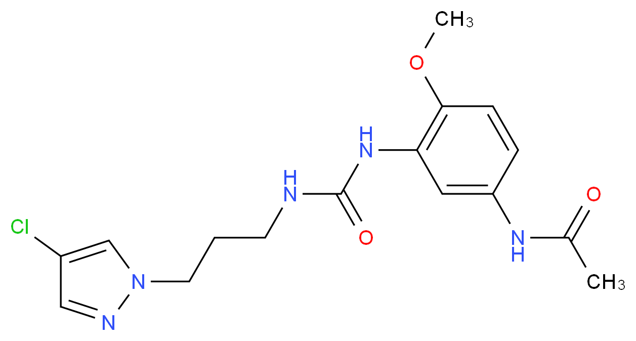 N-{3-[({[3-(4-chloro-1H-pyrazol-1-yl)propyl]amino}carbonyl)amino]-4-methoxyphenyl}acetamide_Molecular_structure_CAS_)